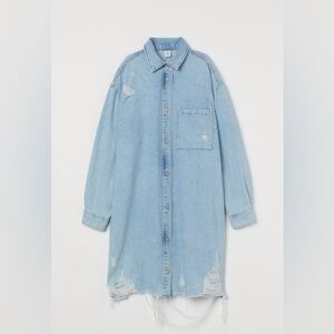 H&M Oversized Denim Shirt Dress, Size XL